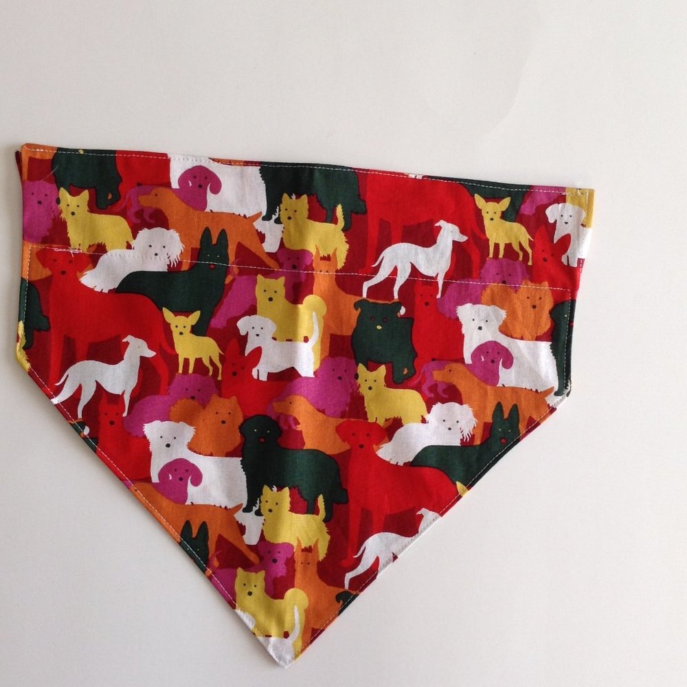 NWOT Slip-Over Dog Collar Bandana Handmade Size M Multi Colored Dog Accessory